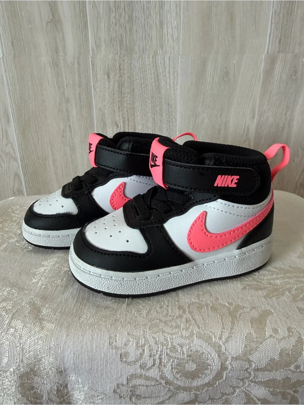 Nike Kids High-Top Sneakers - White, Black & Hot Pink